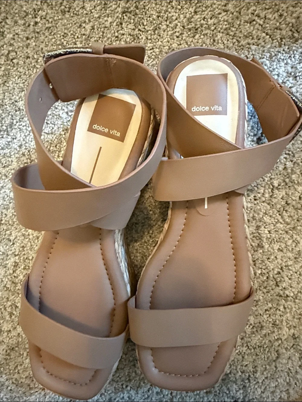 Dolce Vita Tan Espadrille Wedge Sandals with Crisscross Straps